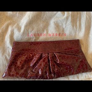 Lauren Merkin purple small patent leather clutch